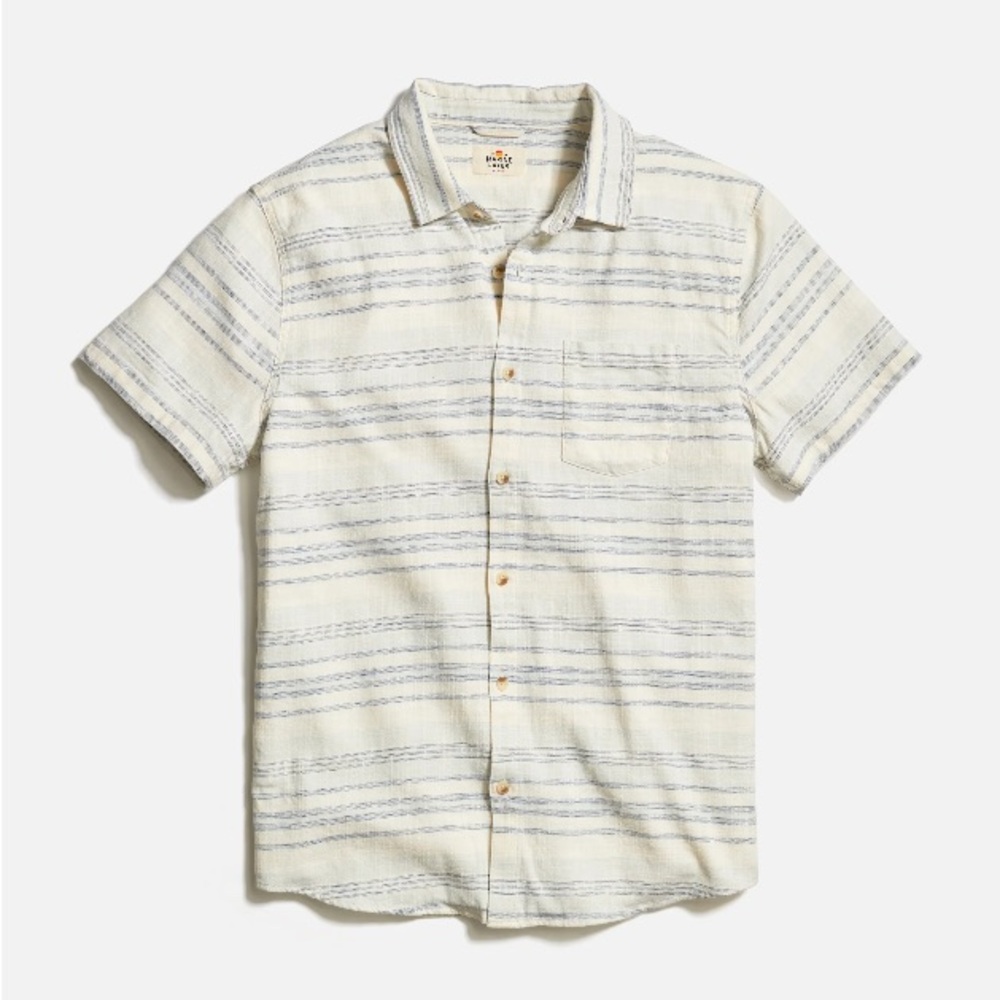 Marine Layer | Stretch Selvage Short Sleeve Shirt | Cool Baja Stripe